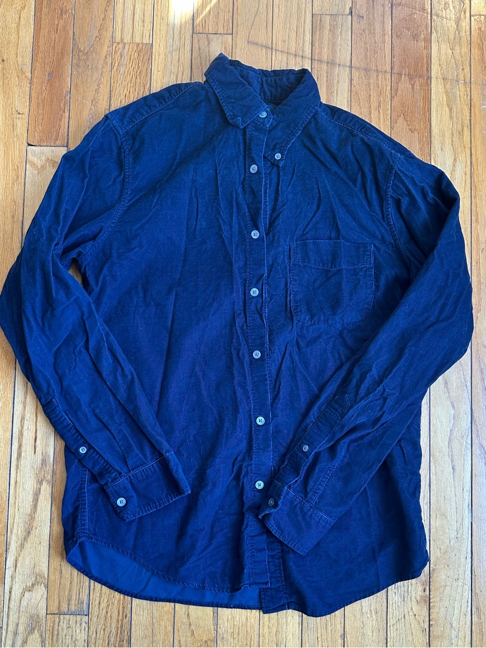 J. Crew Men's Dark Navy Corduroy Button-Down Shirt